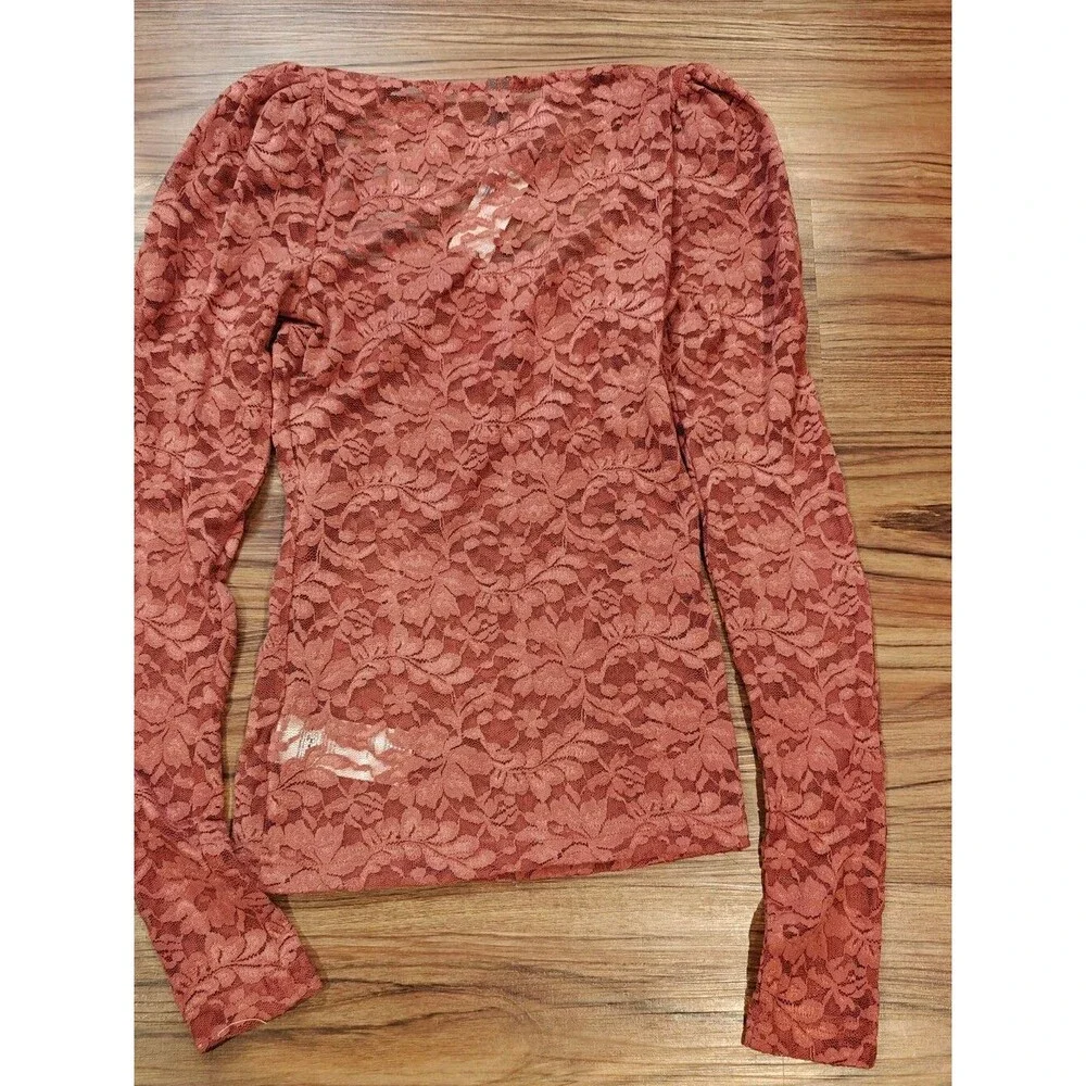Anthropologie Puff-sleeve Sheer Lace Top